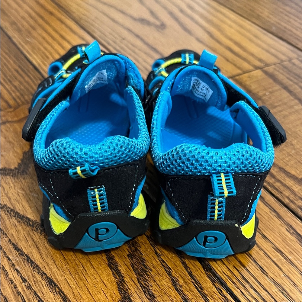 Pediped Kids Sandals in Black and Blue with Yellow Accents - Picture 16 of 16